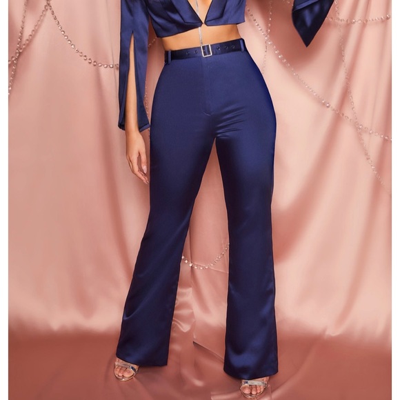 satin flare trousers